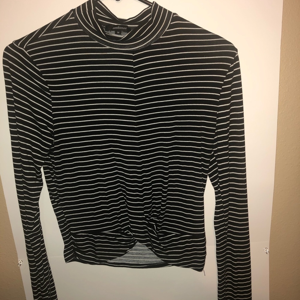 Black and white stripped crop top- long sleeve.